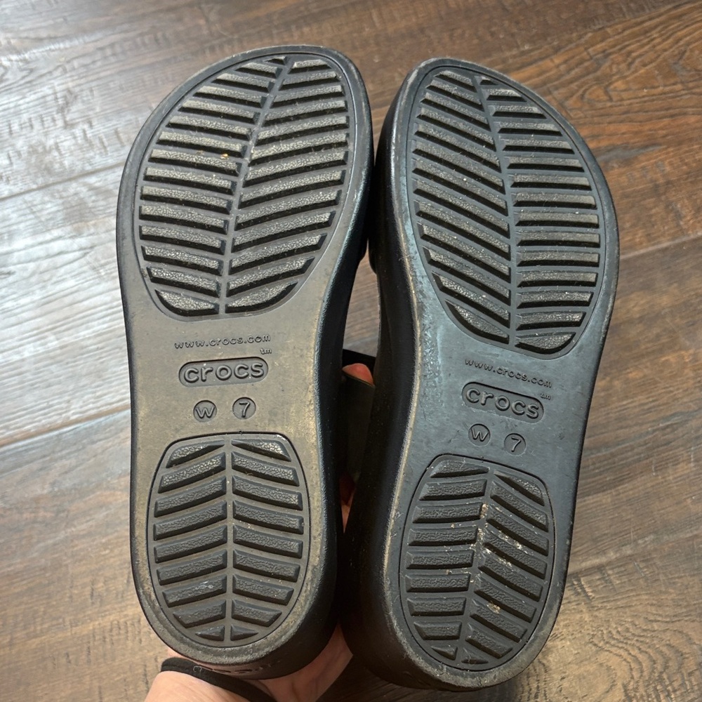 CROCS literide Brooklyn double strap mid wedge black womens size 7 - Picture 6 of 8